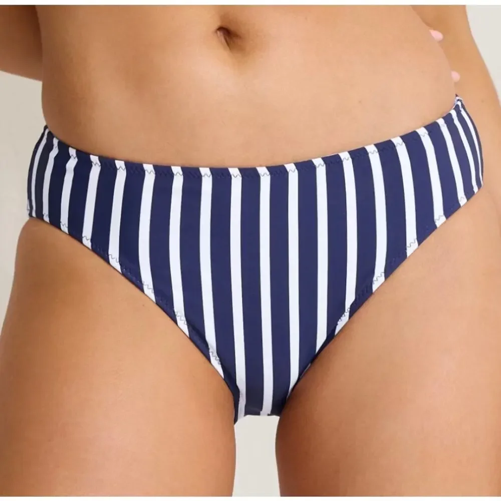 Tommy Bahama Mare Navy Rev Coastline Stripe High Waist Bikini Bottom L NWT